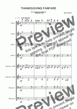 page one of Thanksgiving Fanfare (double woodwind)