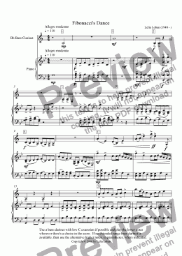 page one of Fibonacci's Dance (bass clarinet + piano)