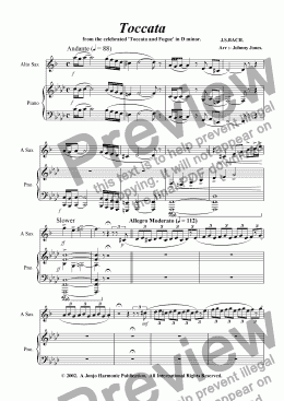 page one of Toccata   (Alto Sax and Piano)