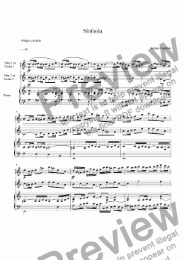 page one of Sinfonia for two violins and piano