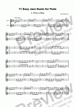 page one of 11 Easy Jazz Duets for Flute