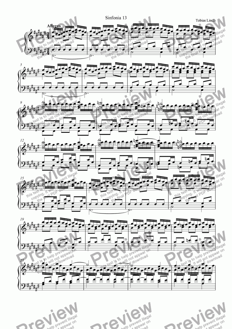 page one of Sinfonias (13-18)
