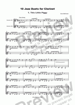 page one of 10 Jazz Duets for Clarinet