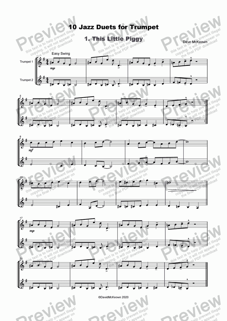 page one of 10 Jazz Duets for Trumpet