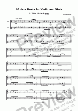 page one of 10 Jazz Duets for Violin and Viola