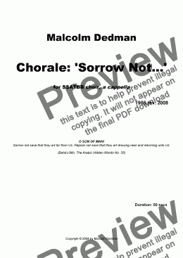 page one of Chorale: ’Sorrow Not...’