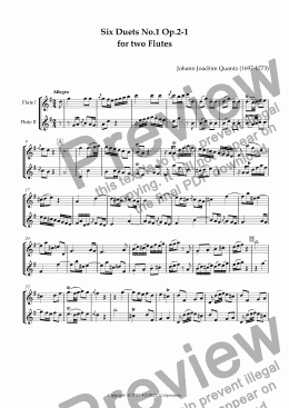 page one of Six Duets No.1 Op.2-1 for two Flutes