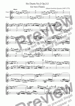 page one of Six Duets No.2 Op.2-2 for two Flutes