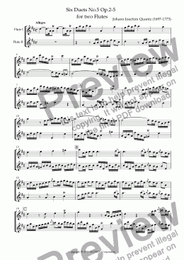 page one of Six Duets No.5 Op.2-5 for two Flutes