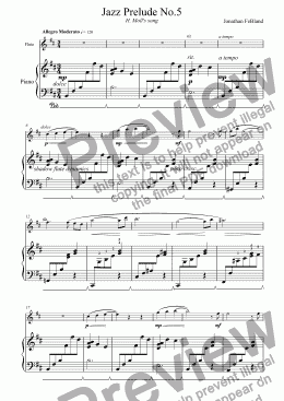 page one of Jazz Prelude #5 - H. Moll’s song