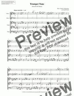 page one of Prelude from the Te Deum(Eurovision Song Contest Theme) for two Oboes & Organ w pedals