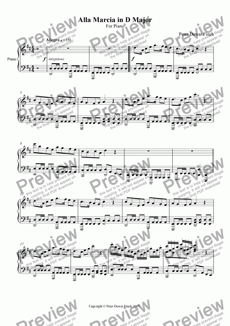 page one of Alla Marcia in D Major (Slippin' the Sloop) for Piano