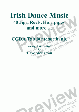 page one of Traditional Dance Music of Ireland, CGDA tab for 4 String Banjo Vol.1. 40 Jigs, Reels and more