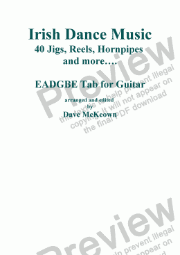 page one of Traditional Dance Music of Ireland, EADGBE tab for Guitar Vol.1. 40 Jigs, Reels and more