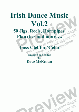 page one of Traditional Dance Music of Ireland for 'Cello Vol.2. 50 Jigs, Reels and more