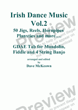 page one of Traditional Dance Music of Ireland GDAE tab for Mandolin Vol.2. 50 Jigs, Reels and more