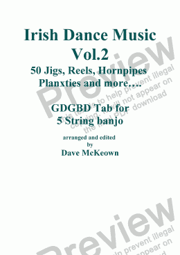 page one of Traditional Dance Music of Ireland GDGBD tab for Banjo Vol.2. 50 Jigs, Reels and more