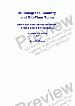 page one of 30 Bluegrass and Country Tunes GDAE tab for Mandolin and 4 String Banjo