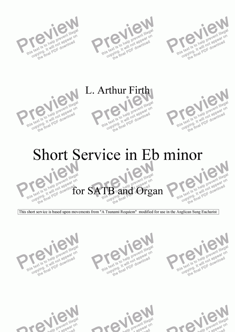 page one of Short Service in Eb minor