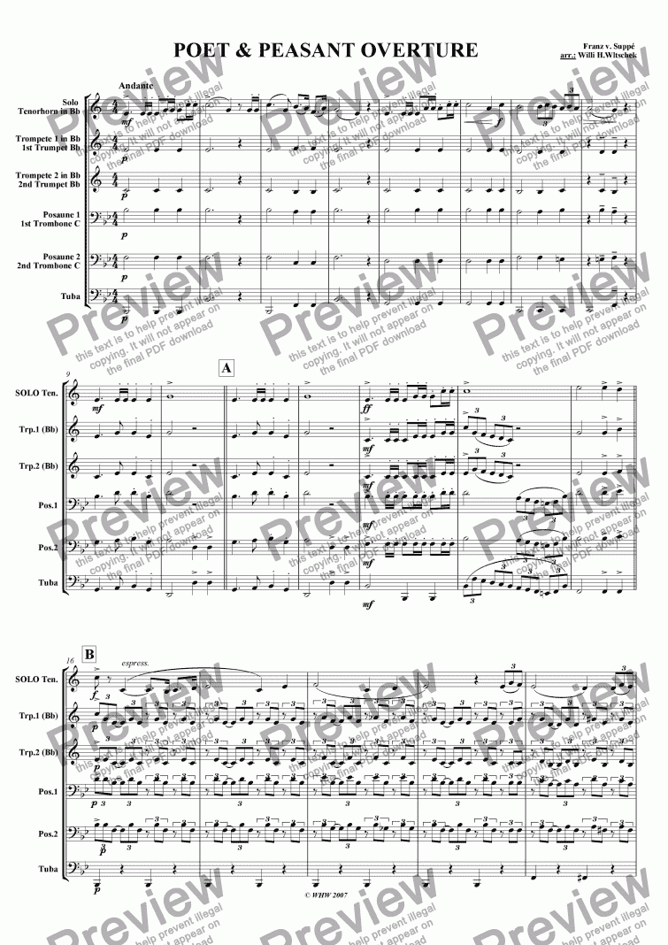 page one of Poet and Peasant Overture