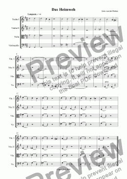 page one of Das Heimweh (juvenilia, string quartet)