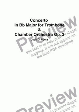 page one of Concerto in Bb Major for trombone & Chamber Orchestra Op. 2