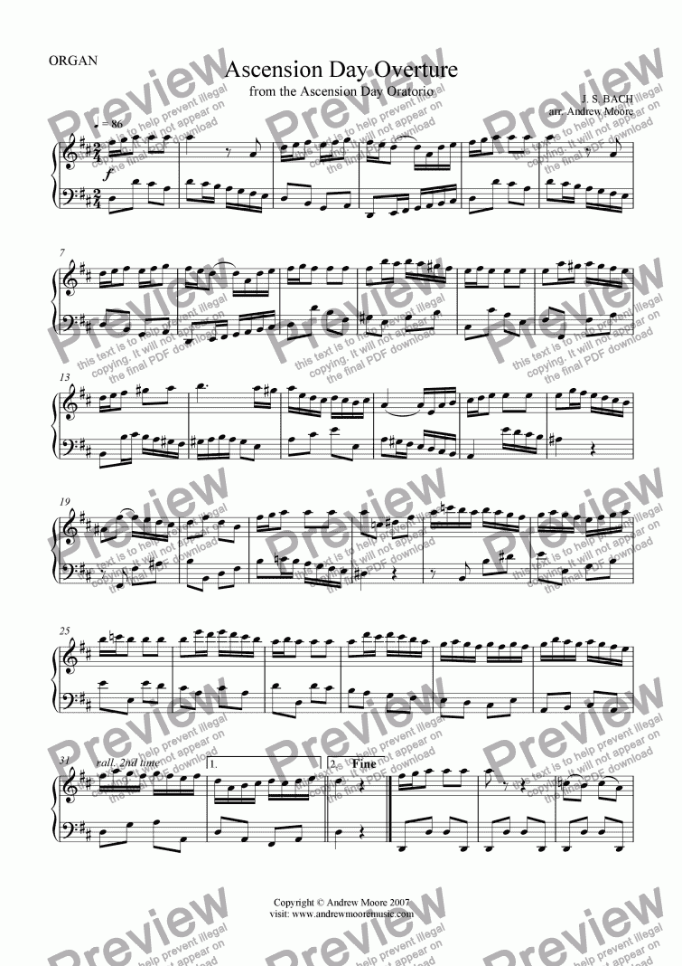 page one of Ascension Day Overture for Organ