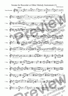 page one of Sonata for Recorder or Other Melody Instrument (1)