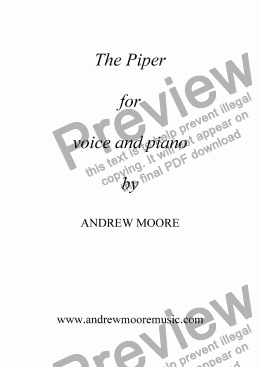 page one of ’The Piper’ for voice and piano