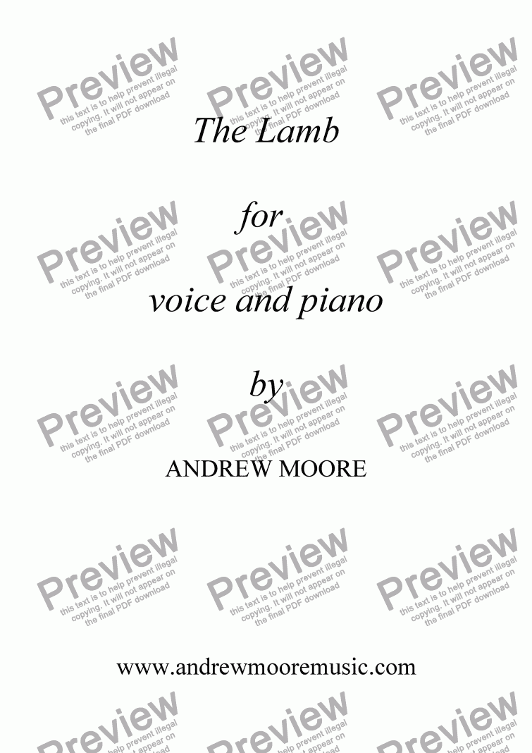 page one of ’The Lamb’ for voice and piano