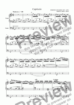 page one of Capriccio for Organ