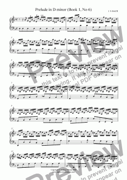 page one of Prelude in D Minor (Book 1, No 6)