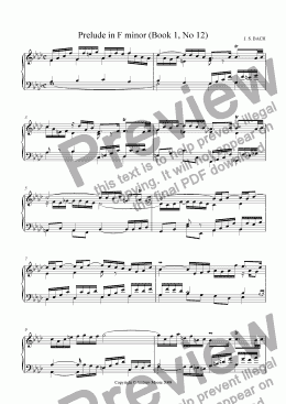 page one of Prelude in F Minor (Book 1, No 12)