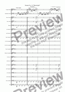 page one of Moonlight Sonata - 3rd Movement (C# Minor) - Wind Band with Trumpet and Euphonium Duet