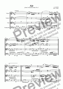 page one of Air on the G string (from Orchestral Suite No. 3)