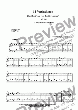 page one of Ah, vous dirai-je, Maman, 12 Variations, KV 265 (W.A.Mozart)