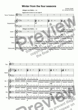 page one of Winter from the four seasons for Trombone and Chamber Orchestra