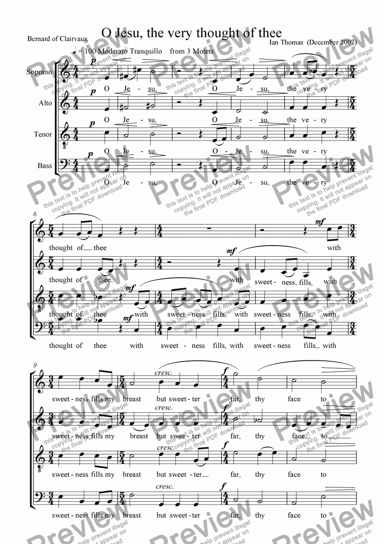 page one of O Jesu the very thought of thee