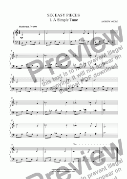 page one of Six Easy Pieces for Piano or Keyboard