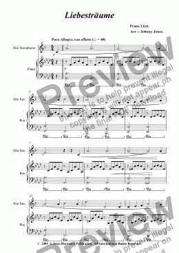 page one of Liebestraume   (Alto Sax and Piano)