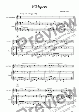 page one of Whispers   (Alto Sax and Piano)