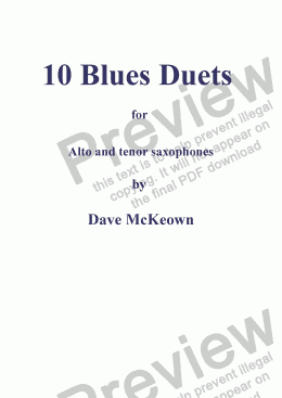 page one of 10 Blues Duets for Alto and Tenor Saxophone