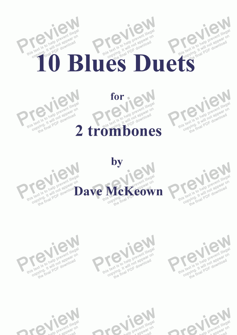 page one of 10 Blues Duets for Trombone