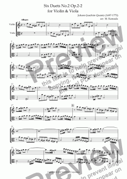 page one of Six Duets No.2 Op.2-2 for Violin & Viola