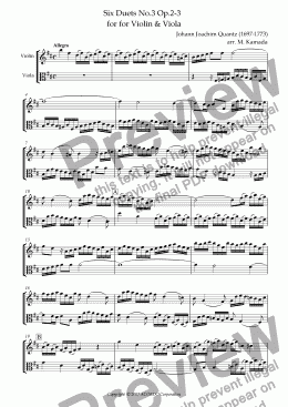 page one of Six Duets No.3 Op.2-3 for Violin & Viola