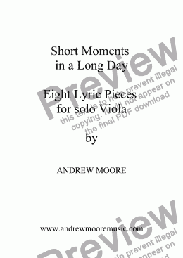 page one of ’Short Moments in a Long Day’ Eight Lyric pieces for solo viola