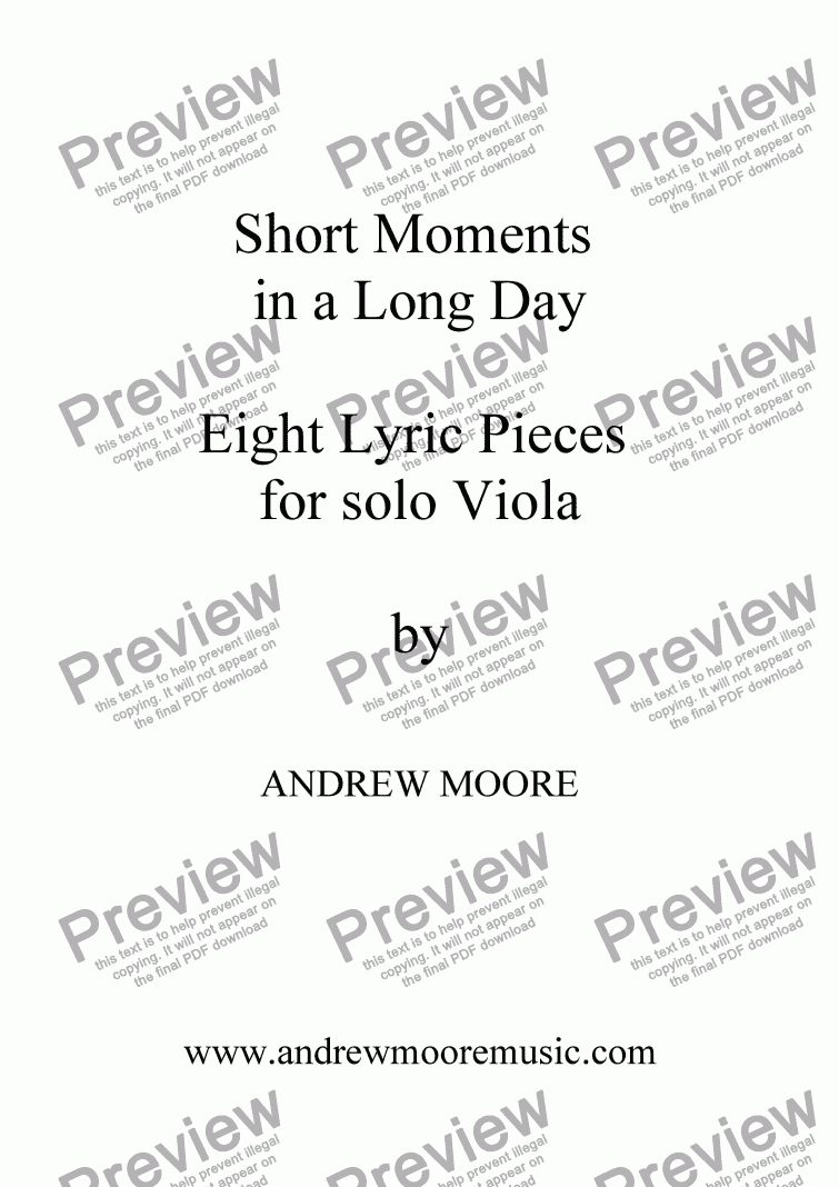 page one of ’Short Moments in a Long Day’ Eight Lyric pieces for solo viola