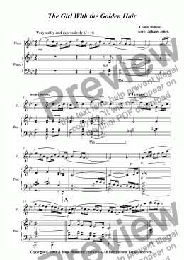page one of Girl With the Golden Hair The  (Flute and Piano)