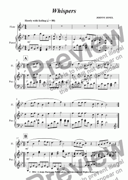 page one of Whispers   (Flute and Piano)