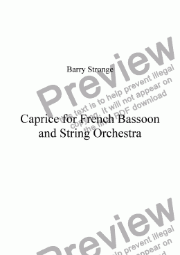 page one of Caprice for French Bassoon and String Orchestra
